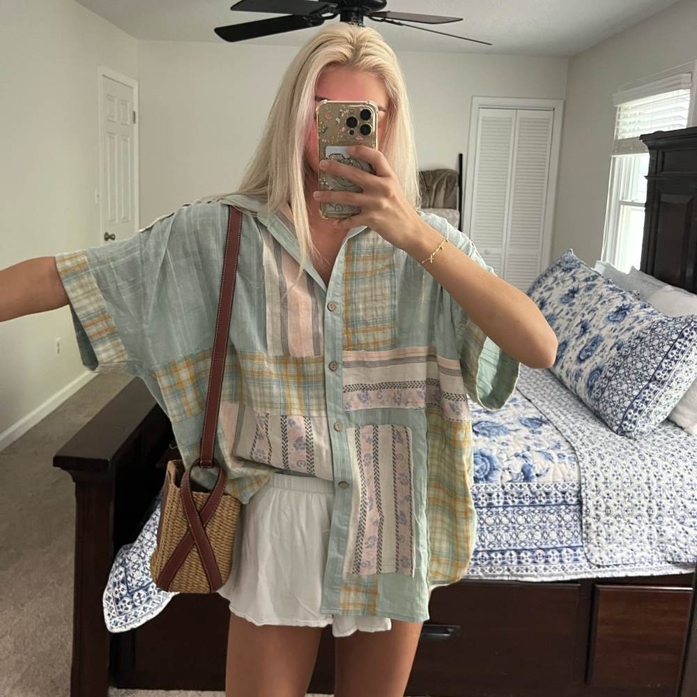 Patchwork boho oversized top
